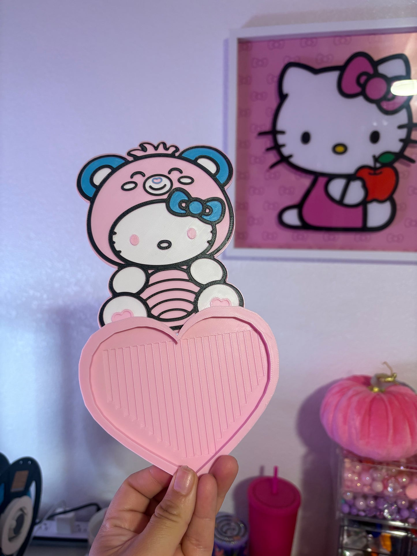 Hello kitty with care bear cosplay rhinestone tray