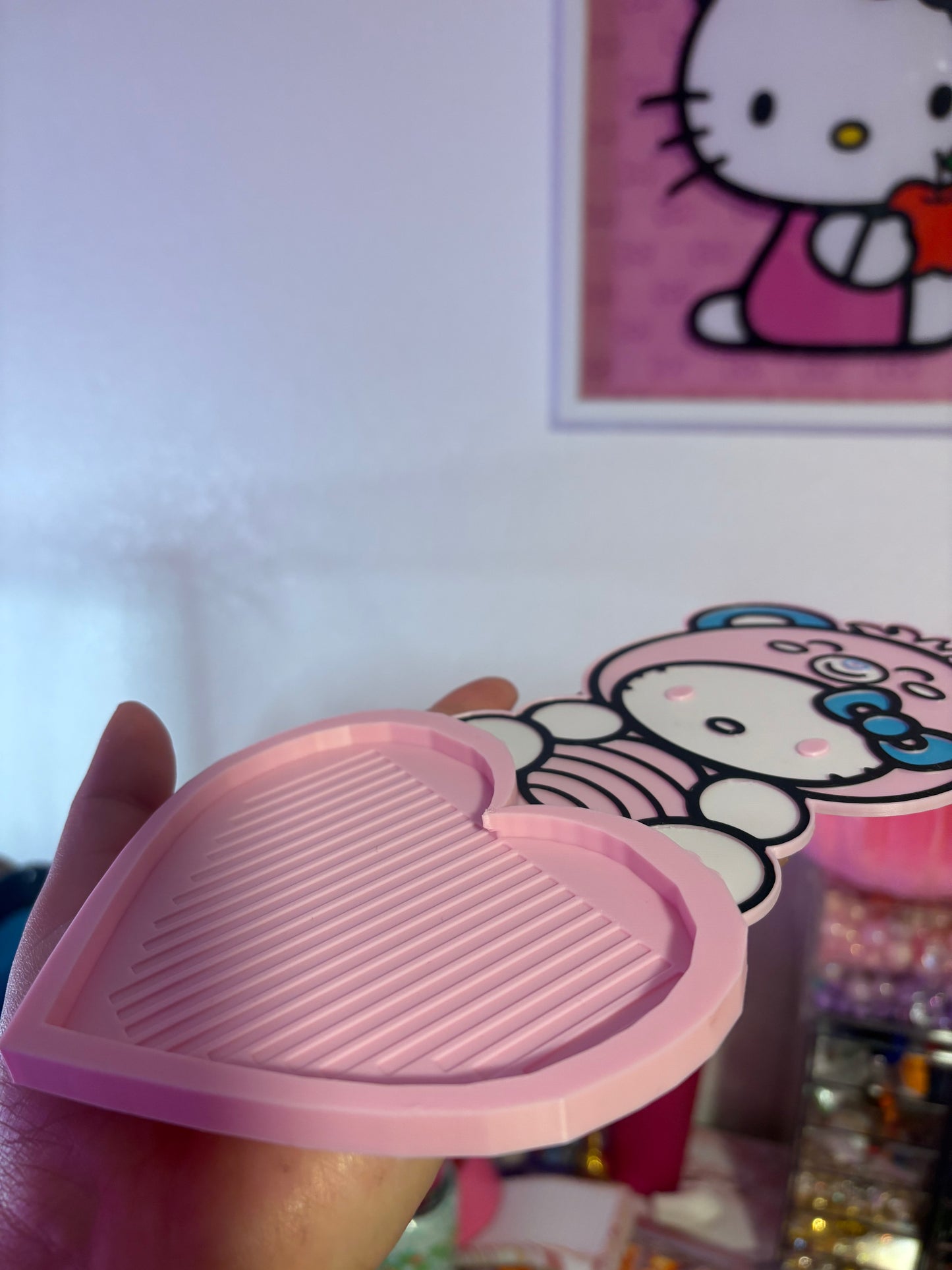Hello kitty with care bear cosplay rhinestone tray