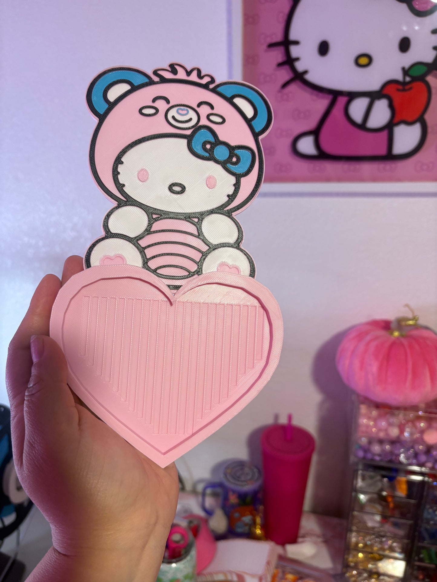 Hello kitty with care bear cosplay rhinestone tray