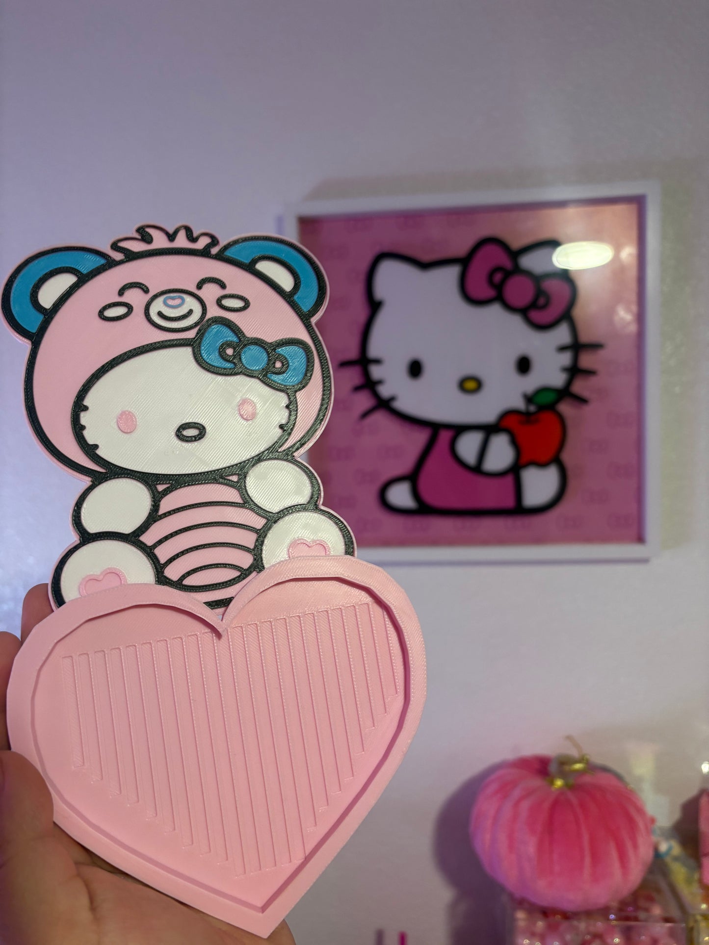 Hello kitty with care bear cosplay rhinestone tray