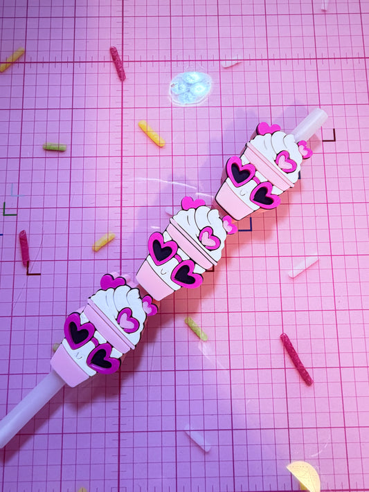 Milkshake pink with glasses straw topper (includes 15 units total for price listed )