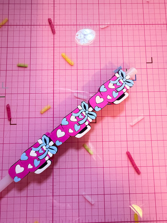 Mini Stan pink with hearts and bow straw topper (includes 15 units total for price listed )