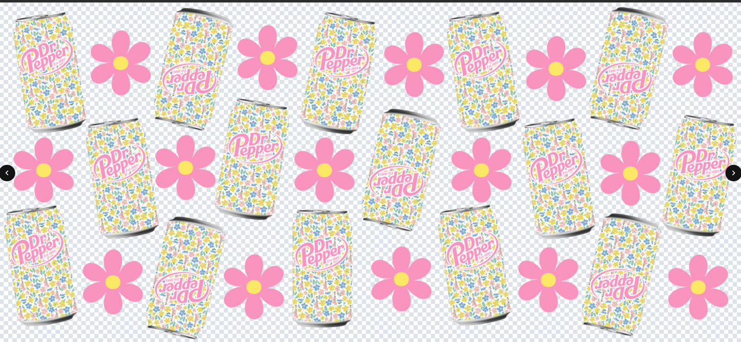 DR PEPPER FLORAL WITH PINK FLOWER UV DTF PHYSICAL PRODUCT