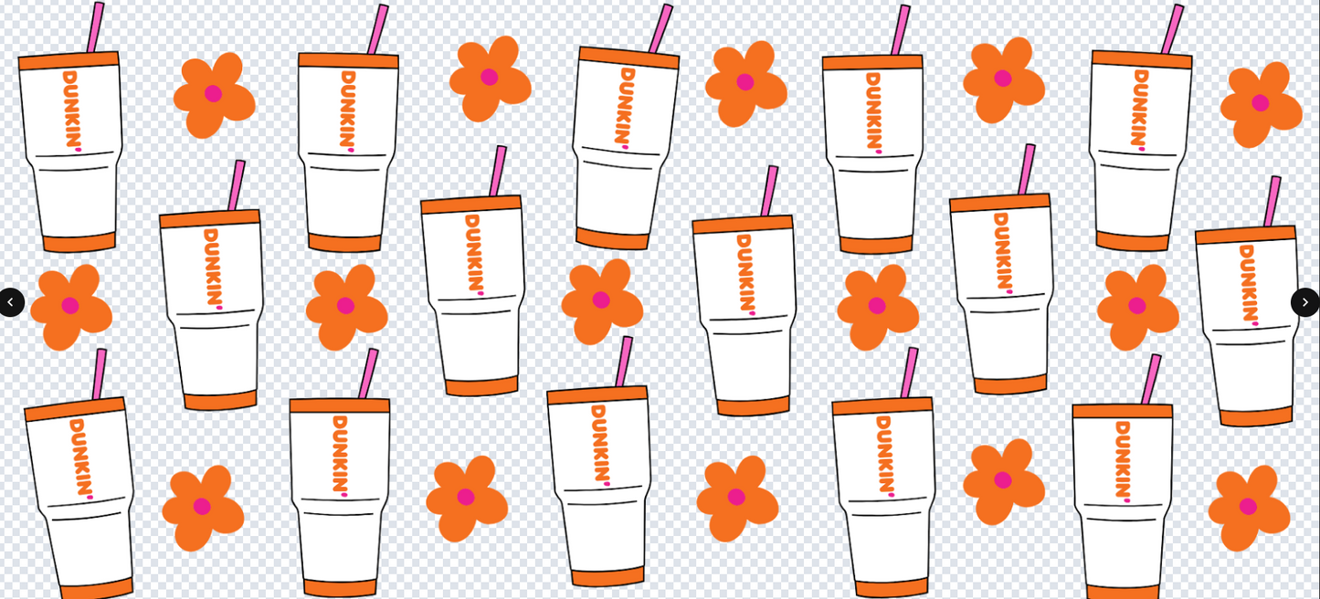 dunkin with orange floweres UV DTF PHYSICAL PRODUCT
