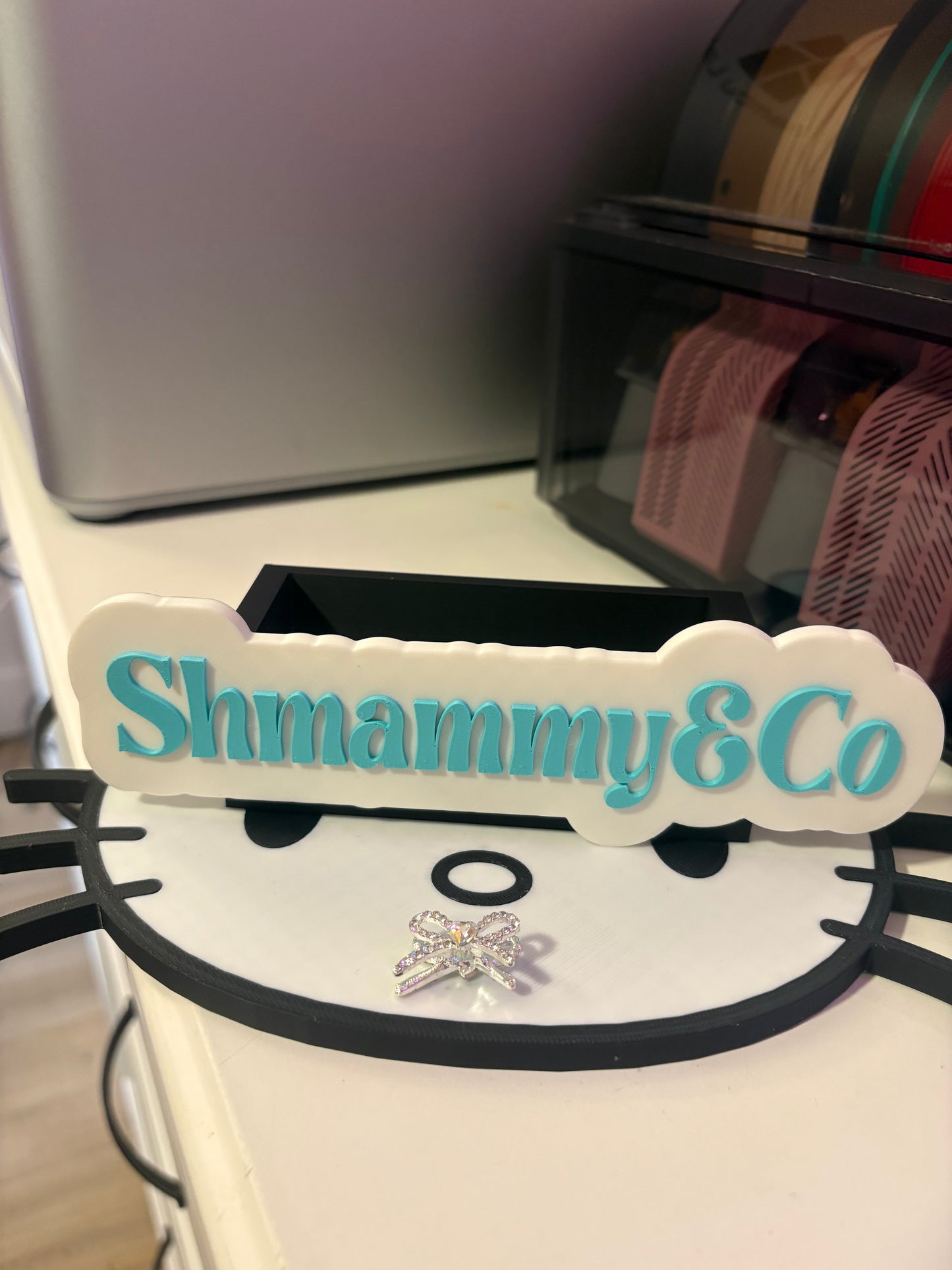 Custom card holder with character of choice , custom nfc tag link, and business name