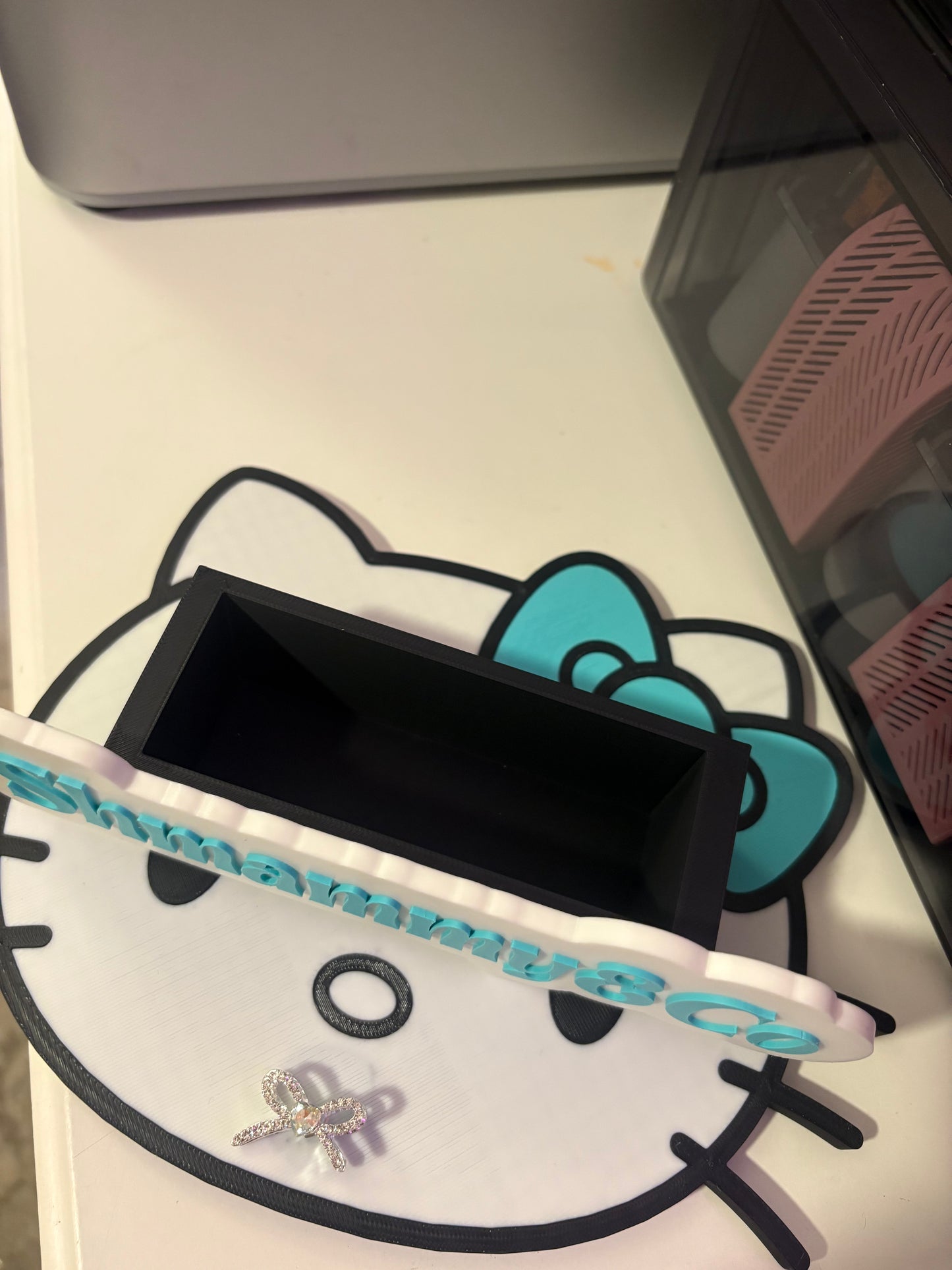 Custom card holder with character of choice , custom nfc tag link, and business name