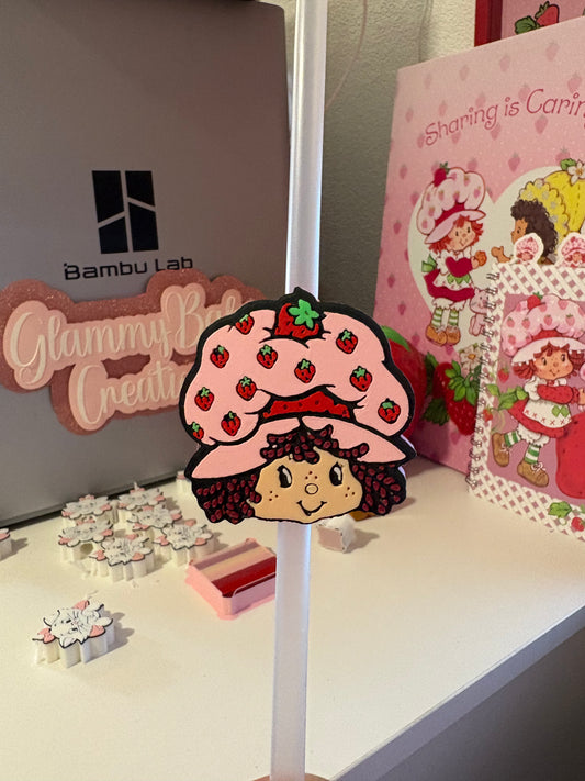 Strawberry short cake straw topper includes 10 pieces