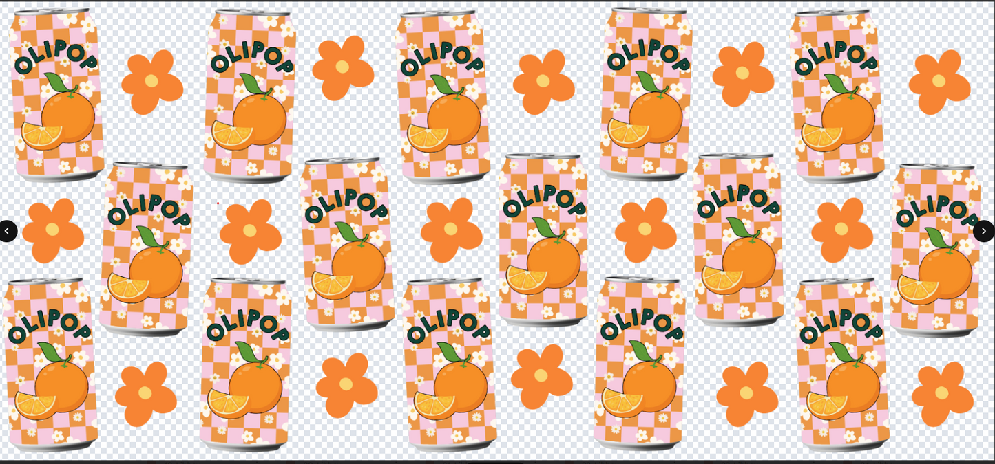 OLI POP ORANGE WITH FLOWER UV DTF PHYSICAL PRODUCT